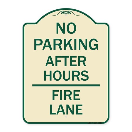 Signmission No Parking After Hours Fire Lane Heavy-Gauge Aluminum Architectural Sign, 24" x 18", TG-1824-23815 A-DES-TG-1824-23815